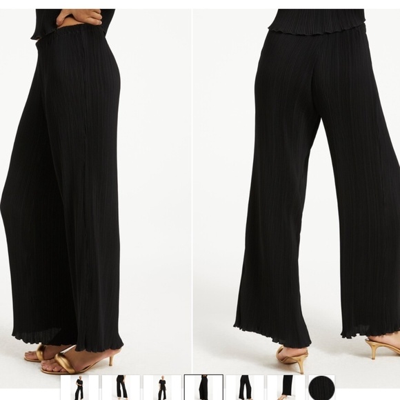 Good American NWT Always Fits Plissé Wide Leg Pants - Black - Size 3/4 - Picture 3 of 14